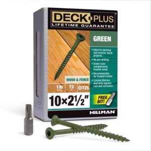 10 X 2-1/2" STAR DRIVE GREEN DECK SCREWS T25 1LB