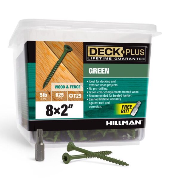 8 X 2" STAR DRIVE GREEN DECK SCREWS  T25 5LB.