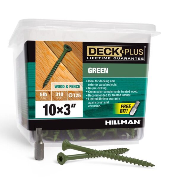 10 X 3" STAR DRIVE GREEN DECK SCREWS T25 5LB.