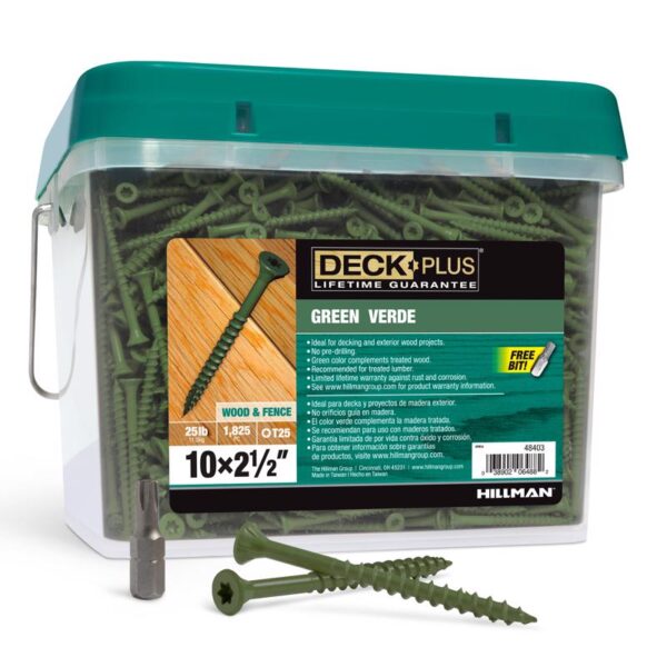 10 X 2-1/2" STAR DRIVE GREEN DECK SCREWS T25 25LB.