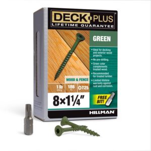 8 X 1- 1/4" STAR GREEN DECK SCREWS T25 1LB.